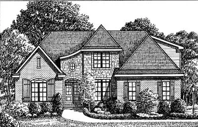 French Country house plans 27-120 - front exterior, 1,977 sq ft, 3 bed, 3 bath house plans | Monster House Plans