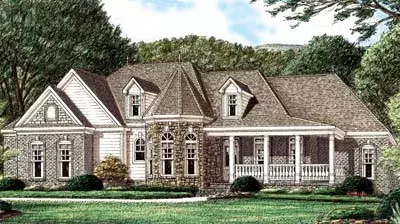 Country house plans 27-145 - front exterior, 2,416 sq ft, 4 bed, 2 bath house plans | Monster House Plans