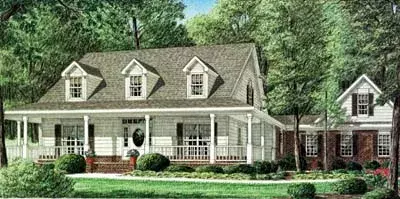 Farmhouse house plans 27-146 - front exterior, 2,519 sq ft, 4 bed, 4 bath house plans | Monster House Plans