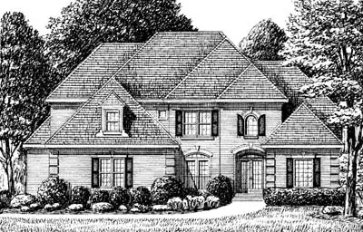 European house plans 27-162 - front exterior, 2,788 sq ft, 4 bed, 3 bath house plans | Monster House Plans