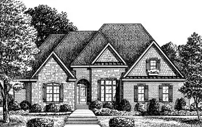 European house plans 27-164 - front exterior, 4,117 sq ft, 4 bed, 4 bath house plans | Monster House Plans