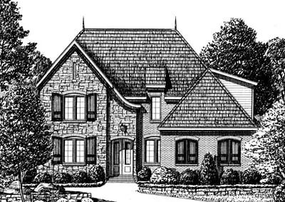 French Country house plans 27-165 - front exterior, 3,397 sq ft, 4 bed, 2 bath house plans | Monster House Plans