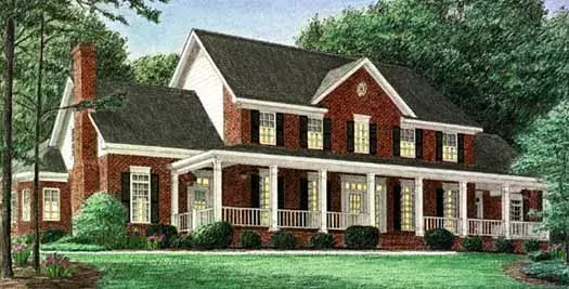 Southern Colonial house plans 27-169 - front exterior, 4,058 sq ft, 4 bed, 3 bath house plans | Monster House Plans