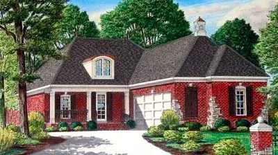 French Country house plans 27-211 - front exterior, 2,503 sq ft, 4 bed, 3 bath house plans | Monster House Plans