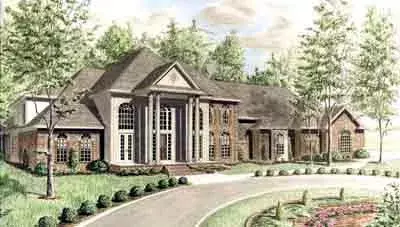 Georgian house plans 27-225 - front exterior, 6,508 sq ft, 6 bed, 5 bath house plans | Monster House Plans