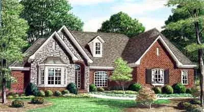 French Country house plans 27-227 - front exterior, 2,436 sq ft, 3 bed, 2 bath house plans | Monster House Plans