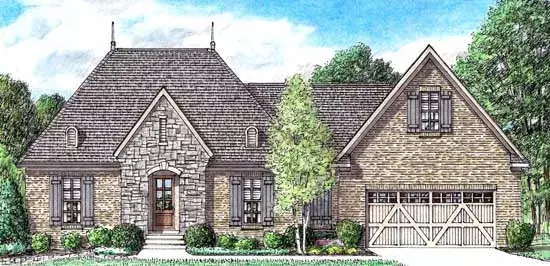 European house plans 27-246 - front exterior, 1,674 sq ft, 3 bed, 2 bath house plans | Monster House Plans