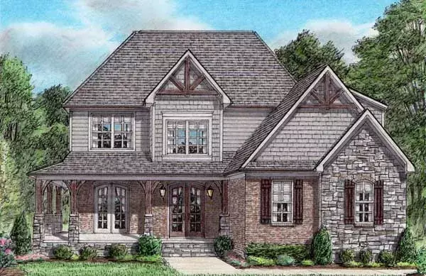 Country house plans 27-254 - front exterior, 2,546 sq ft, 3 bed, 2 bath house plans | Monster House Plans