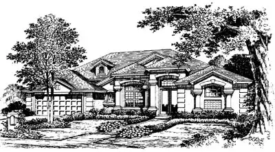 Mediterranean house plans 28-108 - front exterior, 2,659 sq ft, 4 bed, 6 bath house plans | Monster House Plans