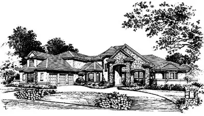 French Country house plans 28-109 - front exterior, 4,183 sq ft, 4 bed, 4 bath house plans | Monster House Plans