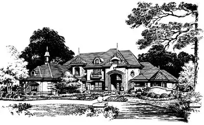 French Country house plans 28-110 - front exterior, 4,795 sq ft, 5 bed, 5 bath house plans | Monster House Plans
