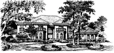 Spanish house plans 28-112 - front exterior, 4,463 sq ft, 4 bed, 4 bath house plans | Monster House Plans