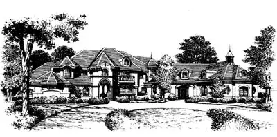 French Country house plans 28-114 - front exterior, 5,234 sq ft, 5 bed, 5 bath house plans | Monster House Plans