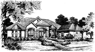 French Country house plans 28-116 - front exterior, 3,166 sq ft, 4 bed, 4 bath house plans | Monster House Plans