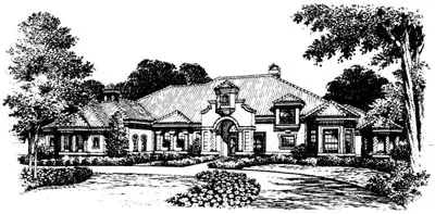 Italian house plans 28-117 - front exterior, 5,520 sq ft, 5 bed, 6 bath house plans | Monster House Plans