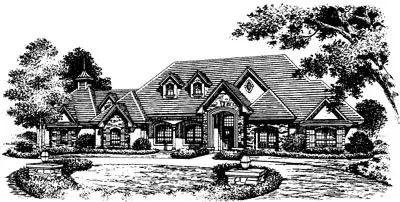 French Country house plans 28-119 - front exterior, 4,923 sq ft, 4 bed, 5 bath house plans | Monster House Plans