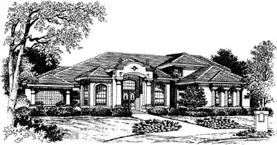 Mediterranean house plans 28-122 - front exterior, 4,721 sq ft, 4 bed, 4 bath house plans | Monster House Plans