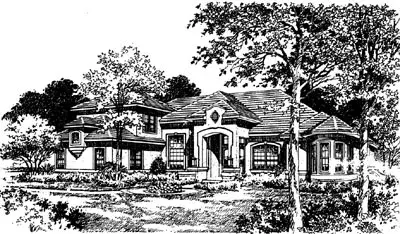 French Country house plans 28-124 - front exterior, 4,177 sq ft, 4 bed, 4 bath house plans | Monster House Plans