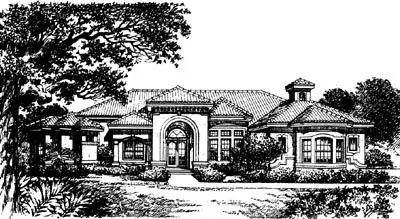 Mediterranean house plans 28-125 - front exterior, 4,691 sq ft, 4 bed, 4 bath house plans | Monster House Plans