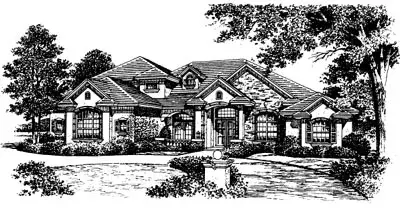 Traditional house plans 28-131 - front exterior, 4,463 sq ft, 4 bed, 4 bath house plans | Monster House Plans