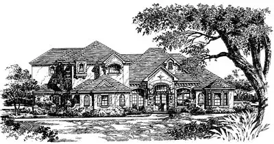French Country house plans 28-134 - front exterior, 5,469 sq ft, 5 bed, 4 bath house plans | Monster House Plans