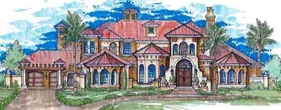 Mediterranean house plans 28-138 - front exterior, 7,250 sq ft, 5 bed, 5 bath house plans | Monster House Plans