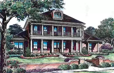 Plantation house plans 28-141 - front exterior, 5,876 sq ft, 5 bed, 5 bath house plans | Monster House Plans