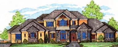 European house plans 28-161 - front exterior, 7,271 sq ft, 5 bed, 5 bath house plans | Monster House Plans