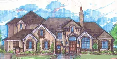 French Country house plans 28-163 - front exterior, 4,804 sq ft, 4 bed, 4 bath house plans | Monster House Plans