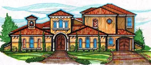 Florida house plans 28-168 - front exterior, 4,976 sq ft, 4 bed, 4 bath house plans | Monster House Plans