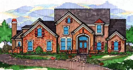 French Country house plans 28-172 - front exterior, 4,581 sq ft, 4 bed, 4 bath house plans | Monster House Plans