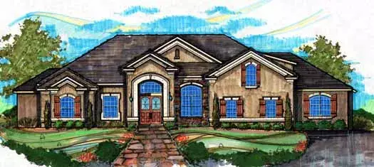 French Country house plans 28-174 - front exterior, 3,960 sq ft, 4 bed, 3 bath house plans | Monster House Plans
