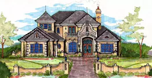 Italian house plans 28-175 - front exterior, 8,479 sq ft, 4 bed, 5 bath house plans | Monster House Plans