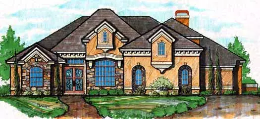Mediterranean house plans 28-176 - front exterior, 2,644 sq ft, 4 bed, 4 bath house plans | Monster House Plans