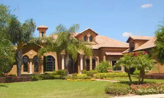Spanish house plans 28-186 - front exterior, 5,962 sq ft, 4 bed, 6 bath house plans | Monster House Plans