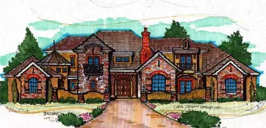 French Country house plans 28-203 - front exterior, 7,976 sq ft, 5 bed, 6 bath house plans | Monster House Plans