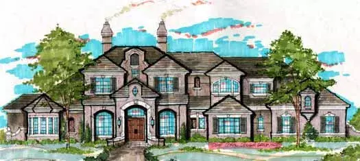French Country house plans 28-205 - front exterior, 6,731 sq ft, 6 bed, 5 bath house plans | Monster House Plans