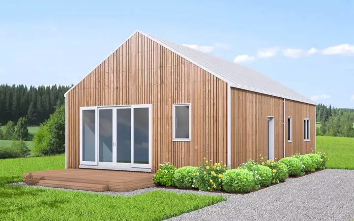 Modern house plans 29-102 - front exterior, 967 sq ft, 3 bed, 2 bath house plans | Monster House Plans