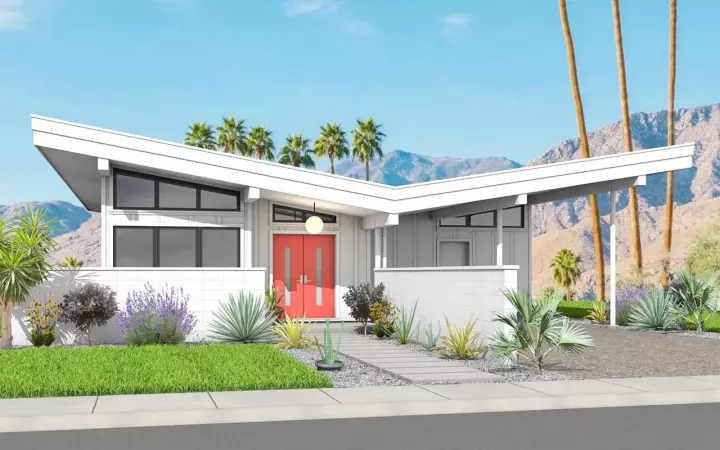 Contemporary house plans 29-134 - front exterior, 1,488 sq ft, 2 bed, 2 bath house plans | Monster House Plans