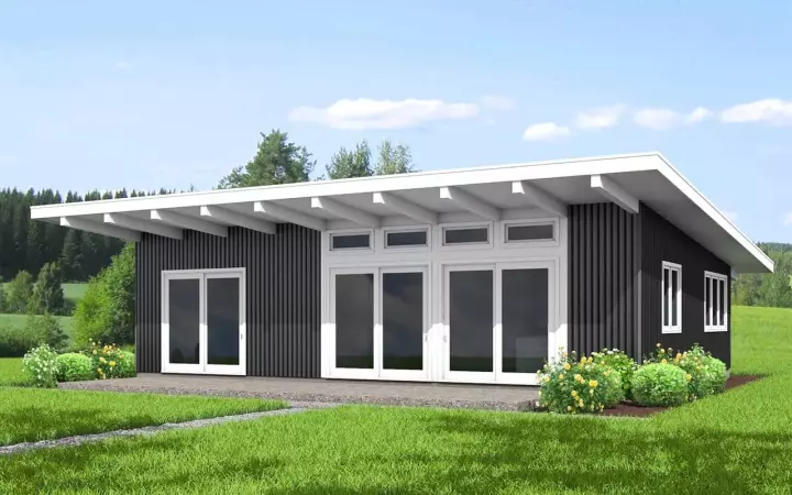 Contemporary house plans 29-136 - front exterior, 1,260 sq ft, 3 bed, 2 bath house plans | Monster House Plans