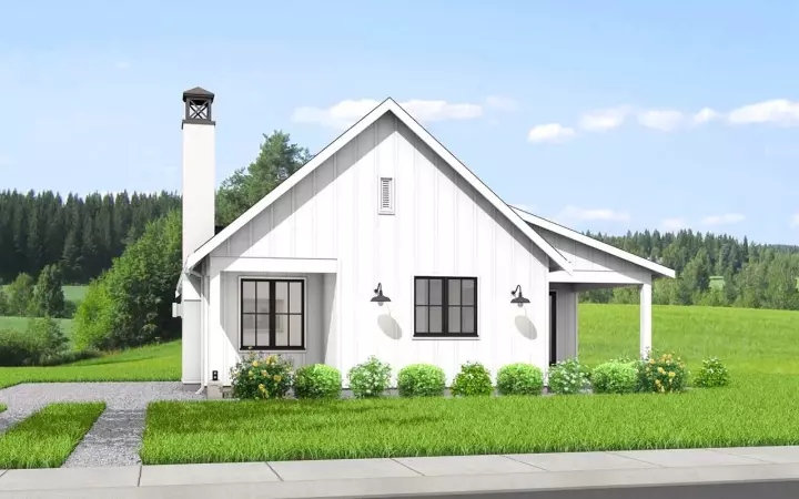 Modern Farmhouse house plans 29-145 - front exterior, 1,233 sq ft, 3 bed, 2 bath house plans | Monster House Plans