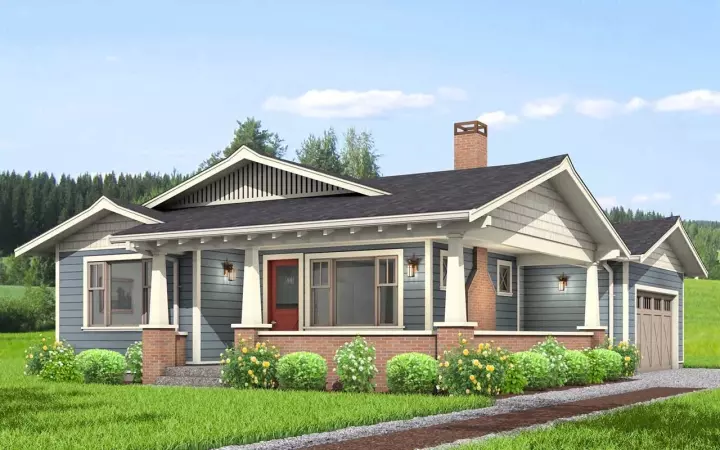 Bungalow house plans 29-147 - front exterior, 1,540 sq ft, 3 bed, 2 bath house plans | Monster House Plans