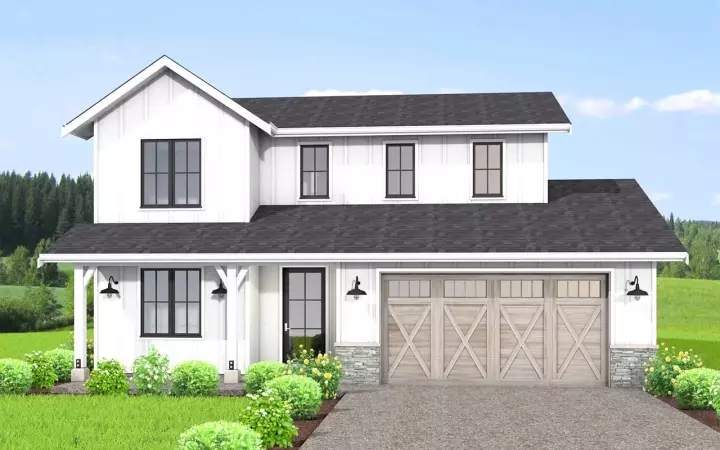 Modern Farmhouse house plans 29-155 - front exterior, 2,299 sq ft, 4 bed, 3 bath house plans | Monster House Plans