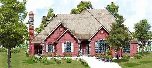 European house plans 3-105 - front exterior, 2,612 sq ft, 4 bed, 3 bath house plans | Monster House Plans