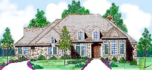 European house plans 3-112 - front exterior, 3,288 sq ft, 3 bed, 2 bath house plans | Monster House Plans