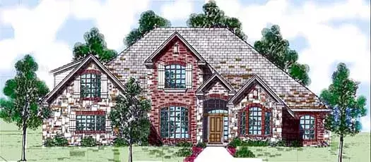 European house plans 3-137 - front exterior, 3,833 sq ft, 4 bed, 3 bath house plans | Monster House Plans