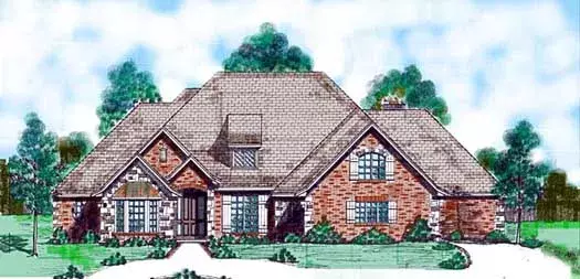 European house plans 3-142 - front exterior, 3,091 sq ft, 4 bed, 3 bath house plans | Monster House Plans