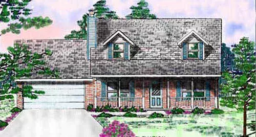Country house plans 3-151 - front exterior, 1,626 sq ft, 3 bed, 2 bath house plans | Monster House Plans