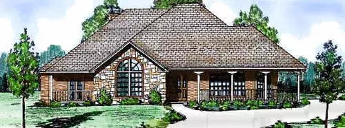 Country house plans 3-154 - front exterior, 1,951 sq ft, 3 bed, 2 bath house plans | Monster House Plans