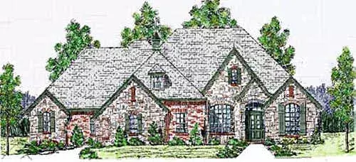 French Country house plans 3-163 - front exterior, 2,439 sq ft, 3 bed, 2 bath house plans | Monster House Plans